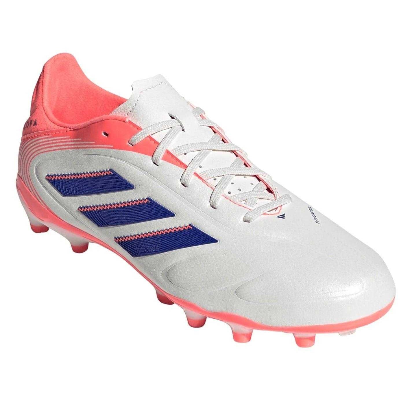 White-Blue-Coral - Pack Shot - Adidas Childrens-Kids Copa Pure III League Firm Ground Football Boots
