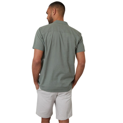 Sage - Back - Threadbare Mens Embroidered Short-Sleeved Shirt