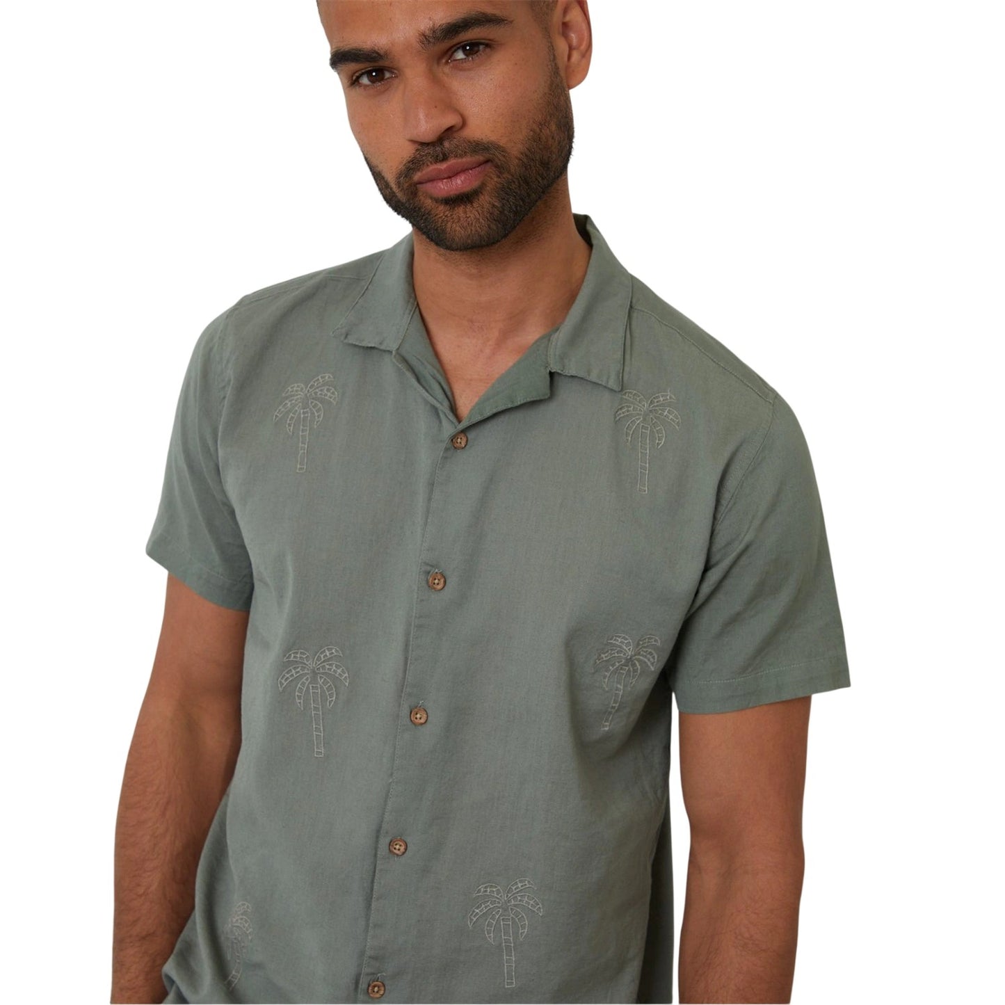 Sage - Side - Threadbare Mens Embroidered Short-Sleeved Shirt