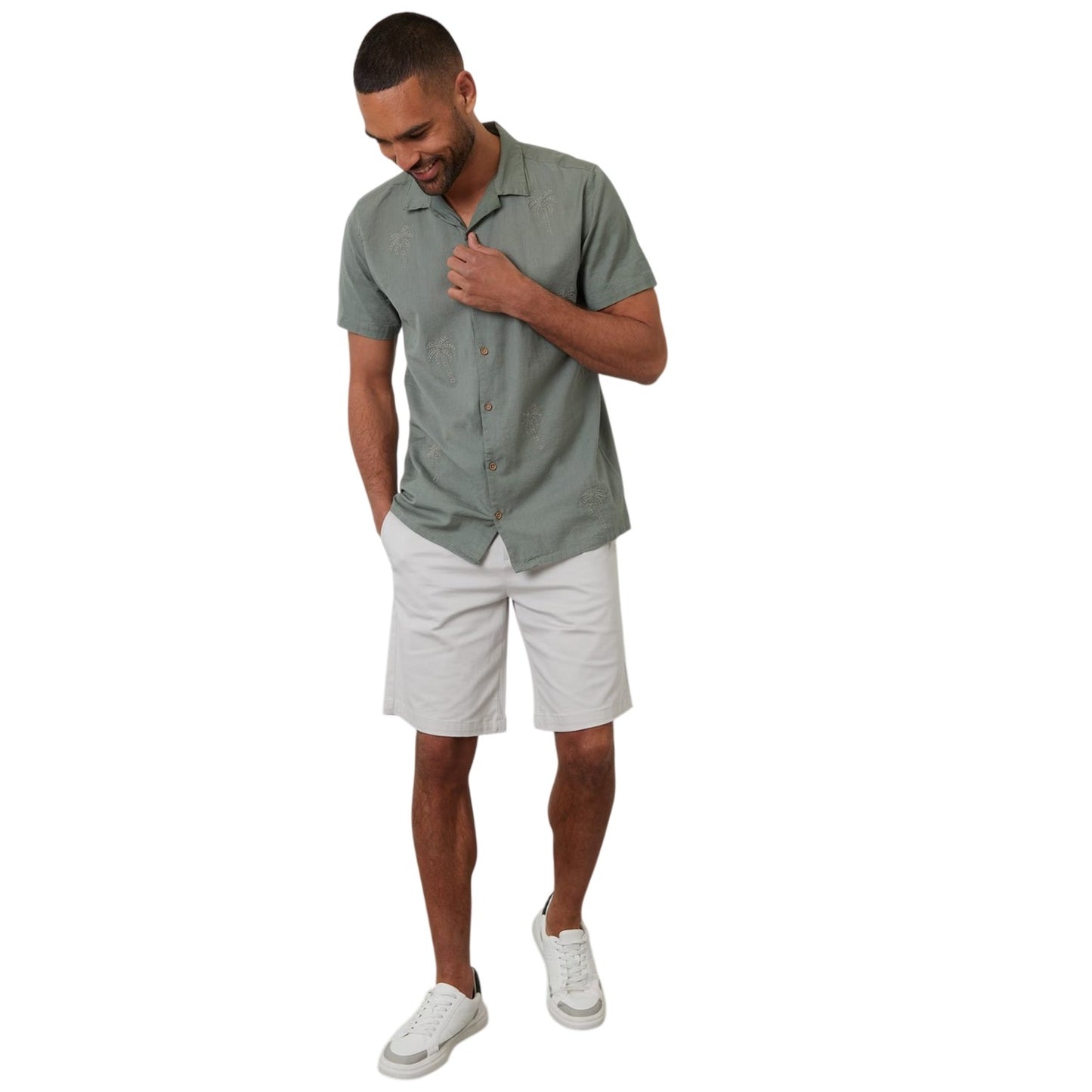 Sage - Lifestyle - Threadbare Mens Embroidered Short-Sleeved Shirt