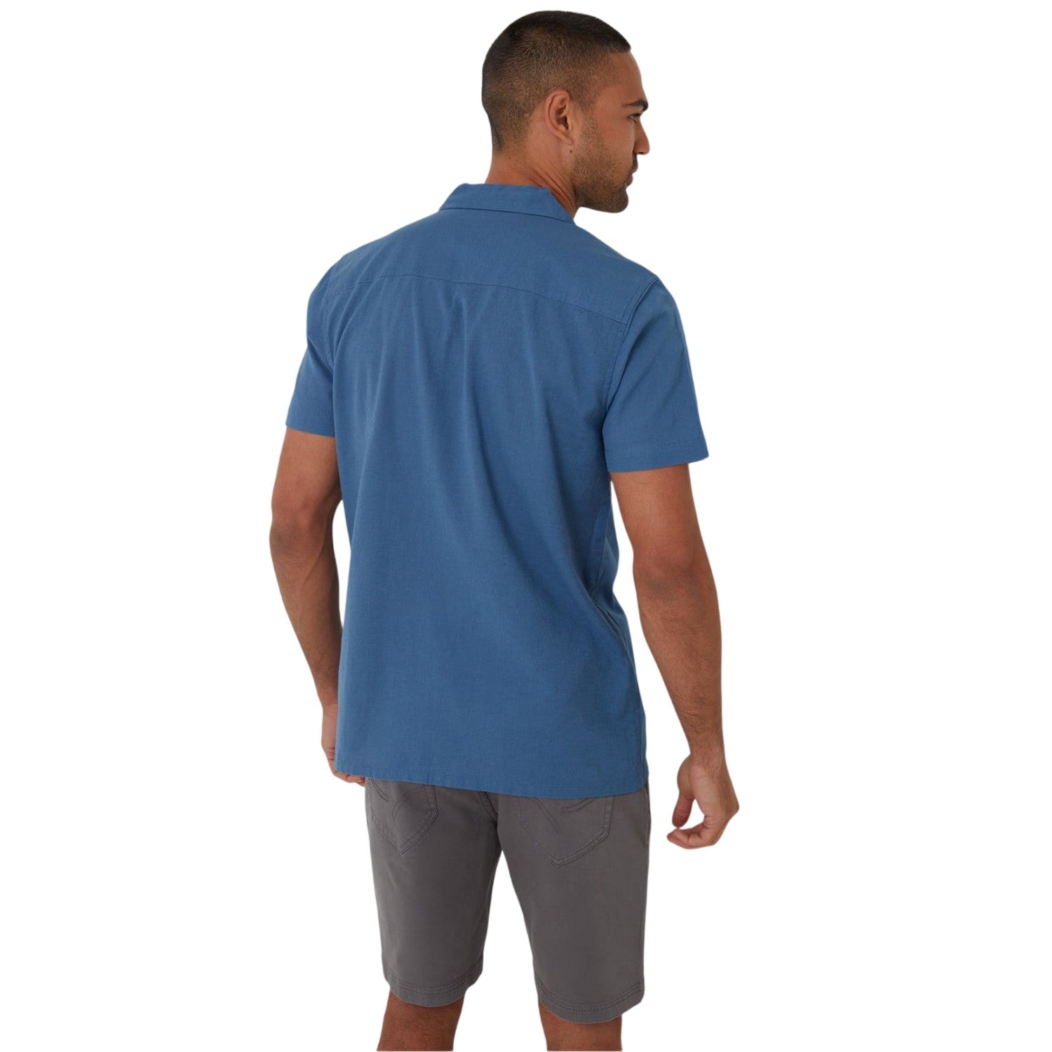 Denim - Back - Threadbare Mens Embroidered Short-Sleeved Shirt