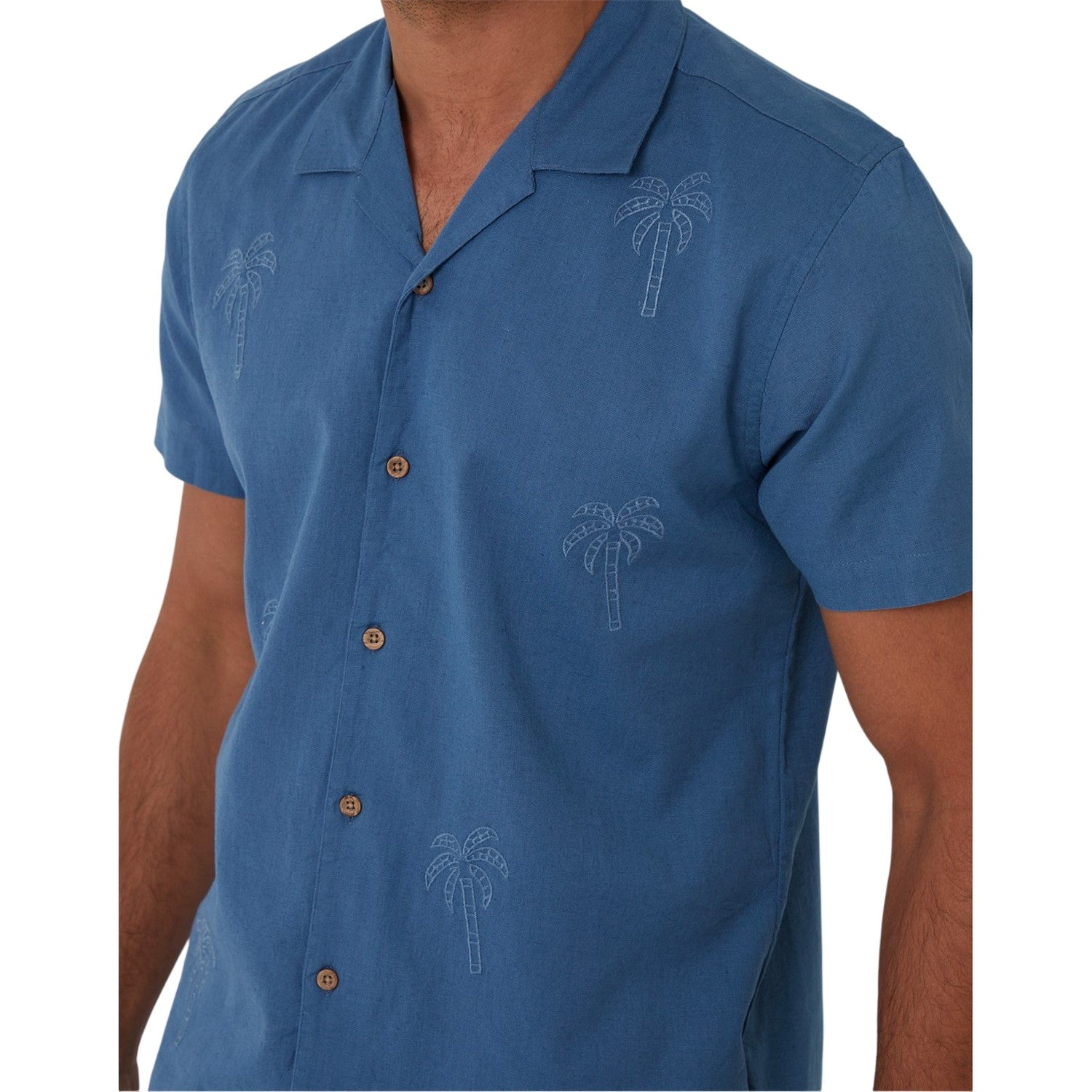 Denim - Side - Threadbare Mens Embroidered Short-Sleeved Shirt