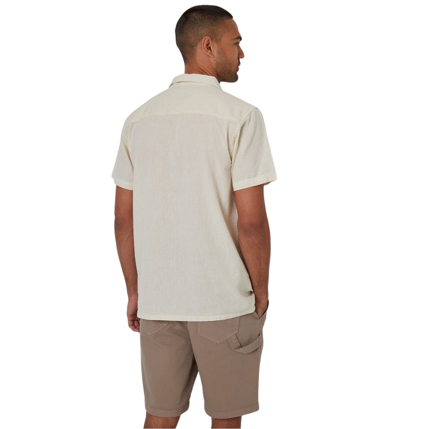 Natural - Back - Threadbare Mens Embroidered Short-Sleeved Shirt
