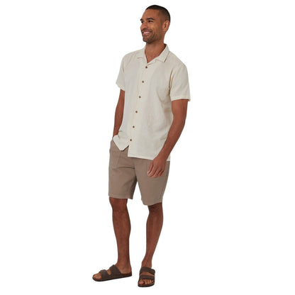Natural - Lifestyle - Threadbare Mens Embroidered Short-Sleeved Shirt