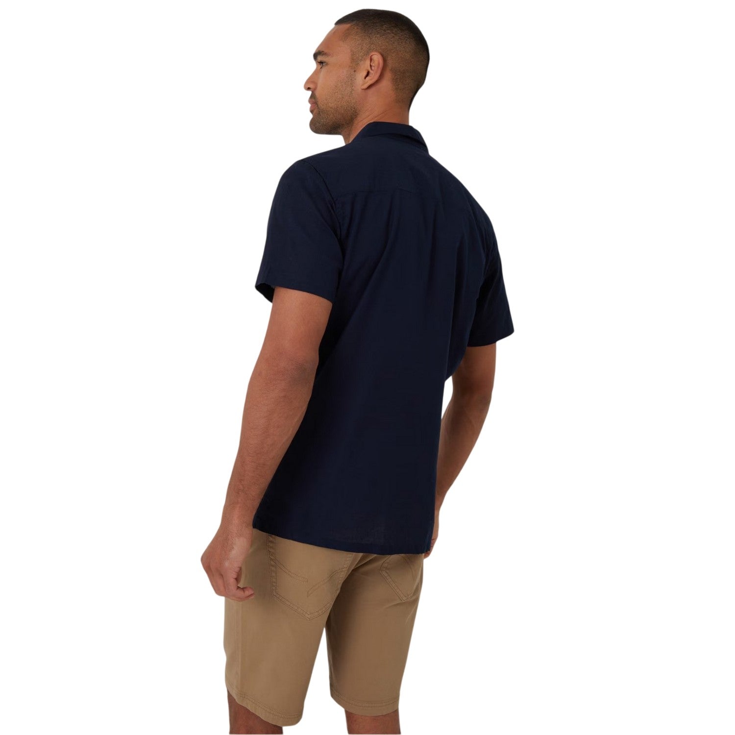 Navy - Back - Threadbare Mens Embroidered Short-Sleeved Shirt