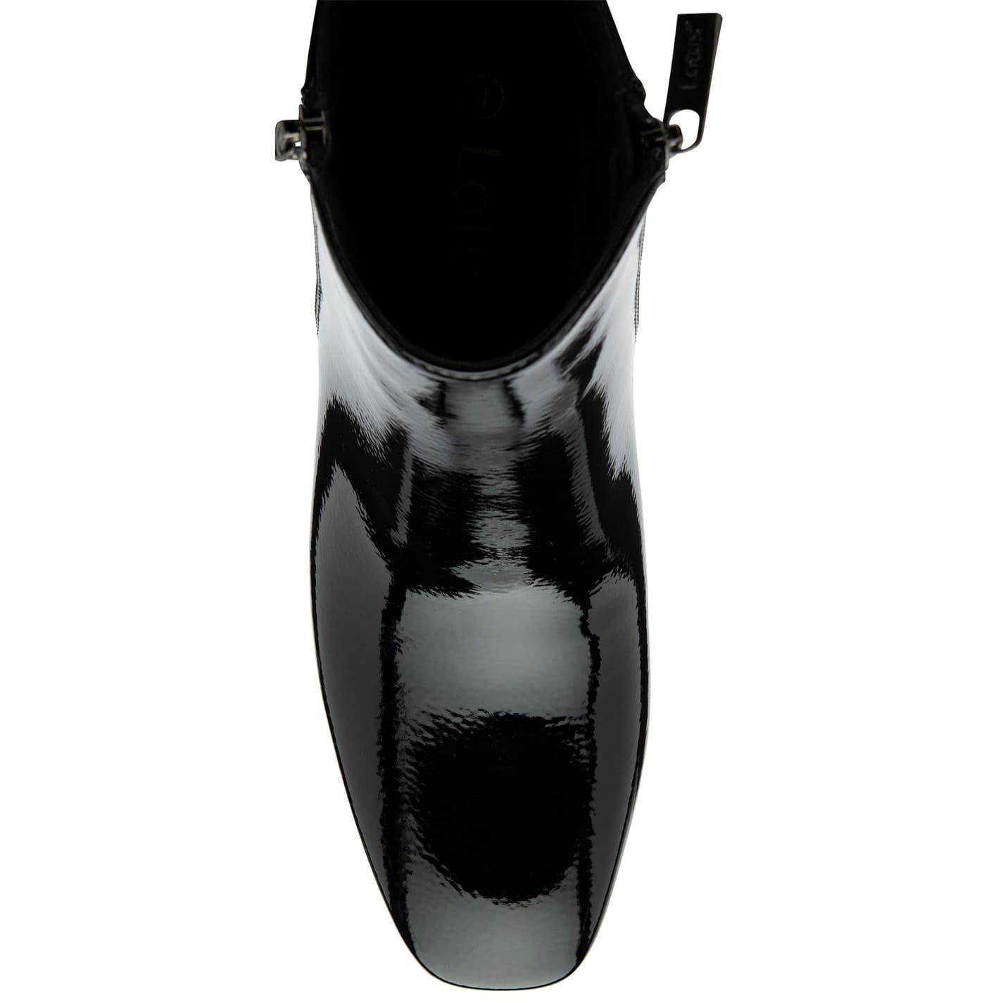 Black Patent - Lifestyle - Lotus Shoes Womens-Ladies Furiosa Block Heel Ankle Boots