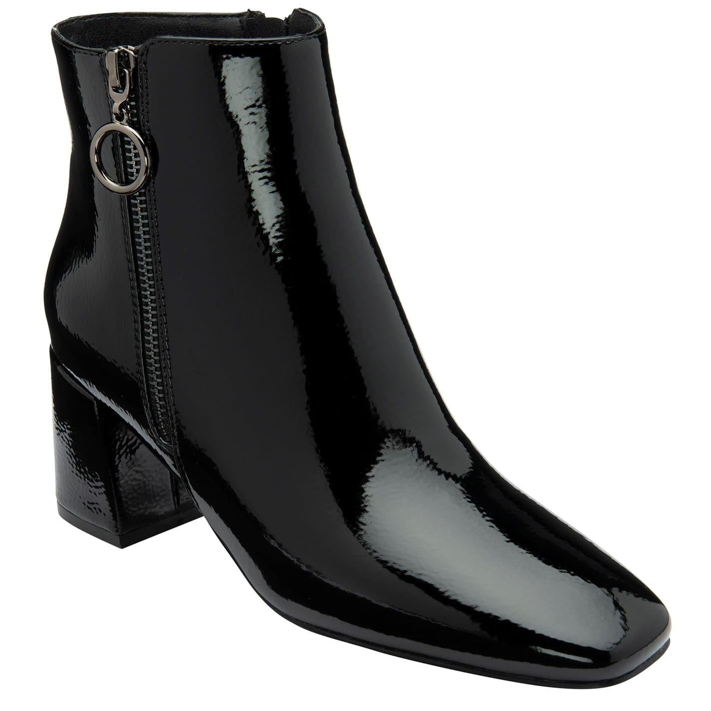 Black Patent - Pack Shot - Lotus Shoes Womens-Ladies Furiosa Block Heel Ankle Boots
