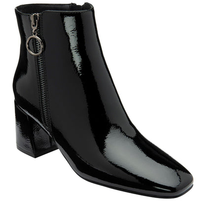 Black Patent - Pack Shot - Lotus Shoes Womens-Ladies Furiosa Block Heel Ankle Boots