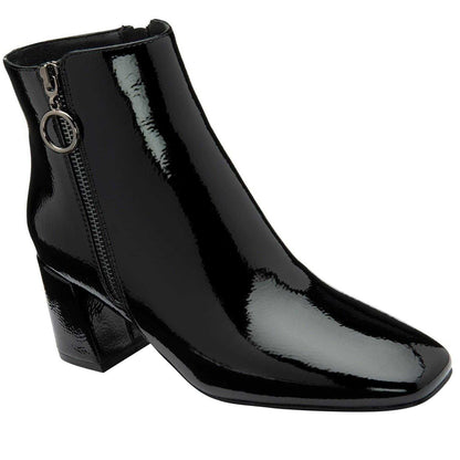 Black Patent - Front - Lotus Shoes Womens-Ladies Furiosa Block Heel Ankle Boots