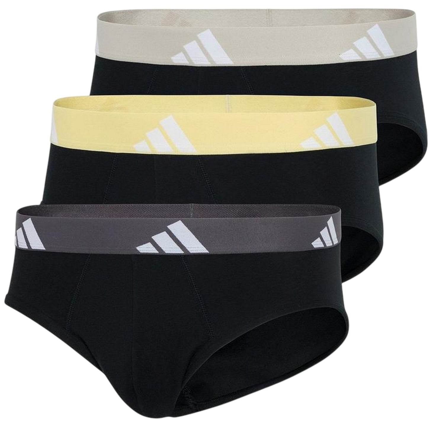 Grey-Yellow-Beige - Front - Adidas Mens Briefs (Pack of 3)