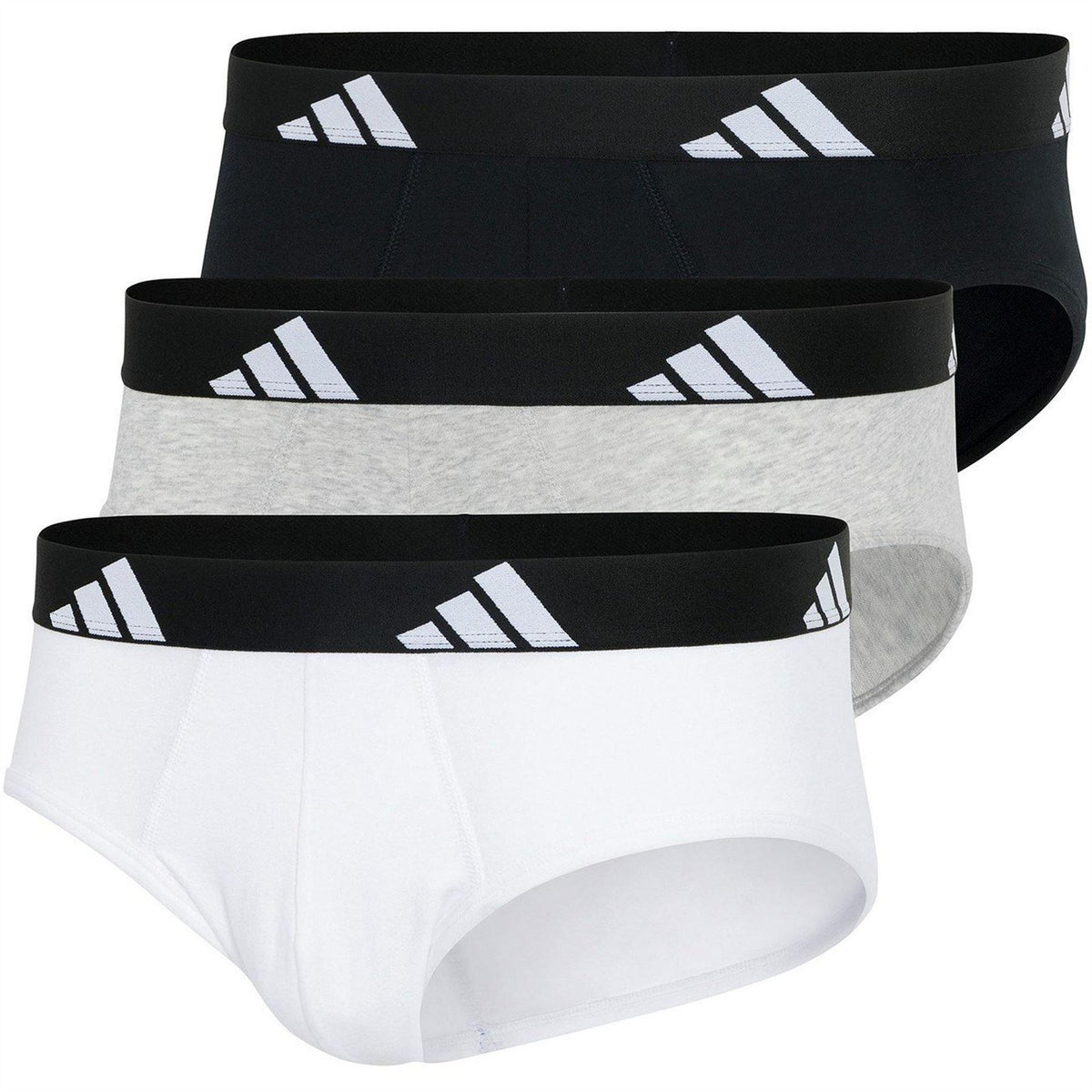 Black-White - Front - Adidas Mens Briefs (Pack of 3)