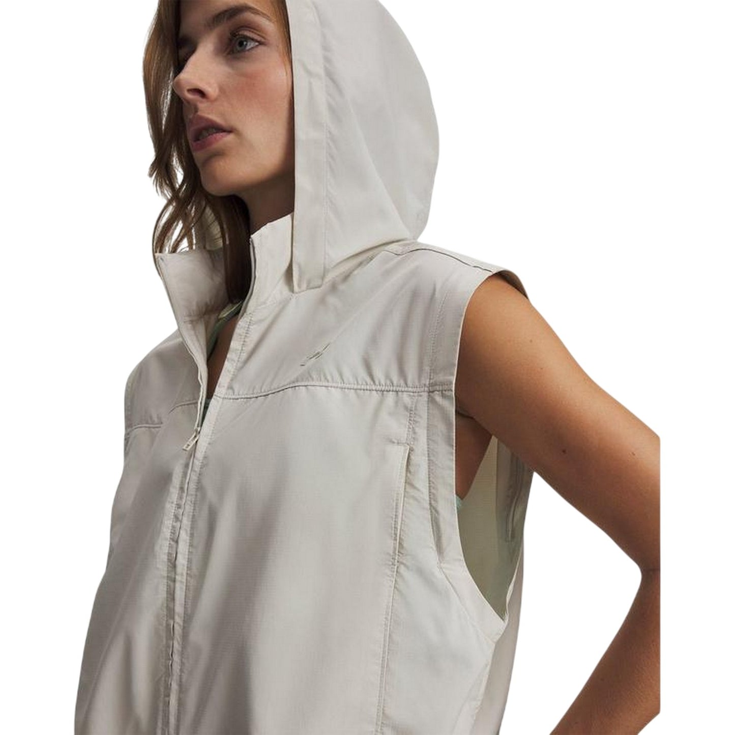 White - Side - Under Armour Womens-Ladies Hike Long-Sleeved Jacket