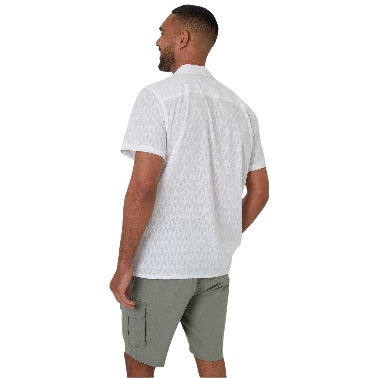 White - Back - Threadbare Mens Geometric Pattern Short-Sleeved Shirt