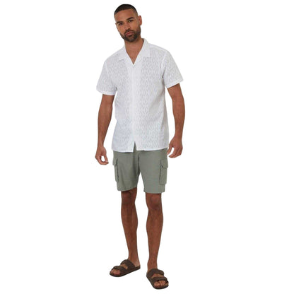 White - Lifestyle - Threadbare Mens Geometric Pattern Short-Sleeved Shirt