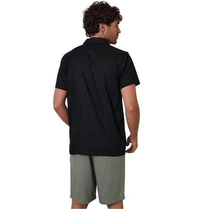 Black - Back - Threadbare Mens Geometric Pattern Short-Sleeved Shirt
