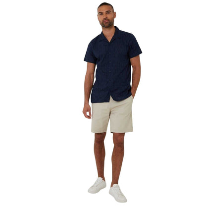 Navy - Lifestyle - Threadbare Mens Geometric Pattern Short-Sleeved Shirt