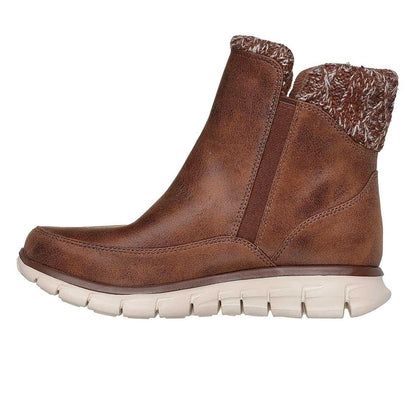 Brown - Side - Skechers Womens-Ladies Synergy Lovely Collab Vegan Leather Ankle Boots