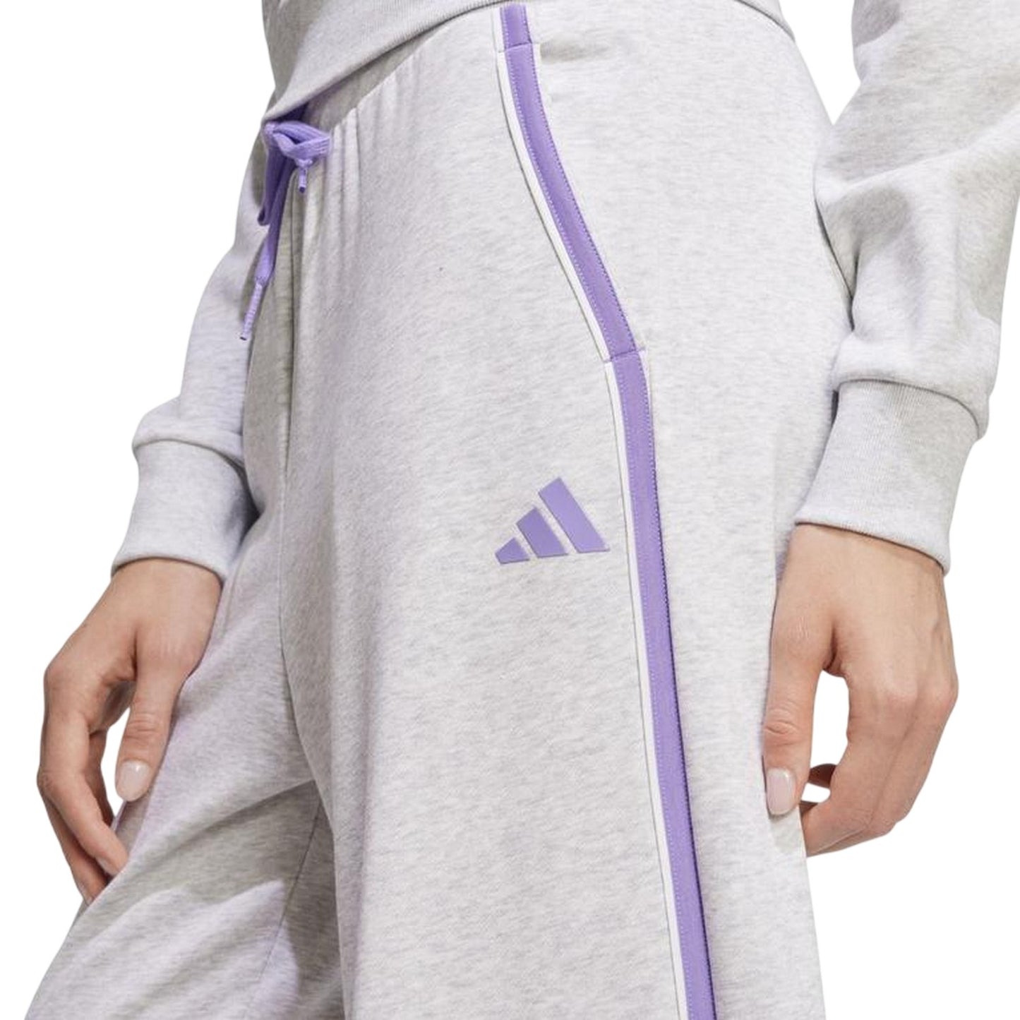 Light Grey Heather - Side - Adidas Womens-Ladies Essentials French Terry Joggers