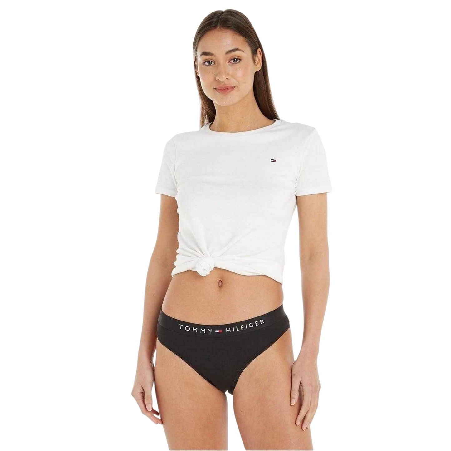 Black - Lifestyle - Tommy Hilfiger Womens-Ladies Full Logo Organic Cotton Briefs