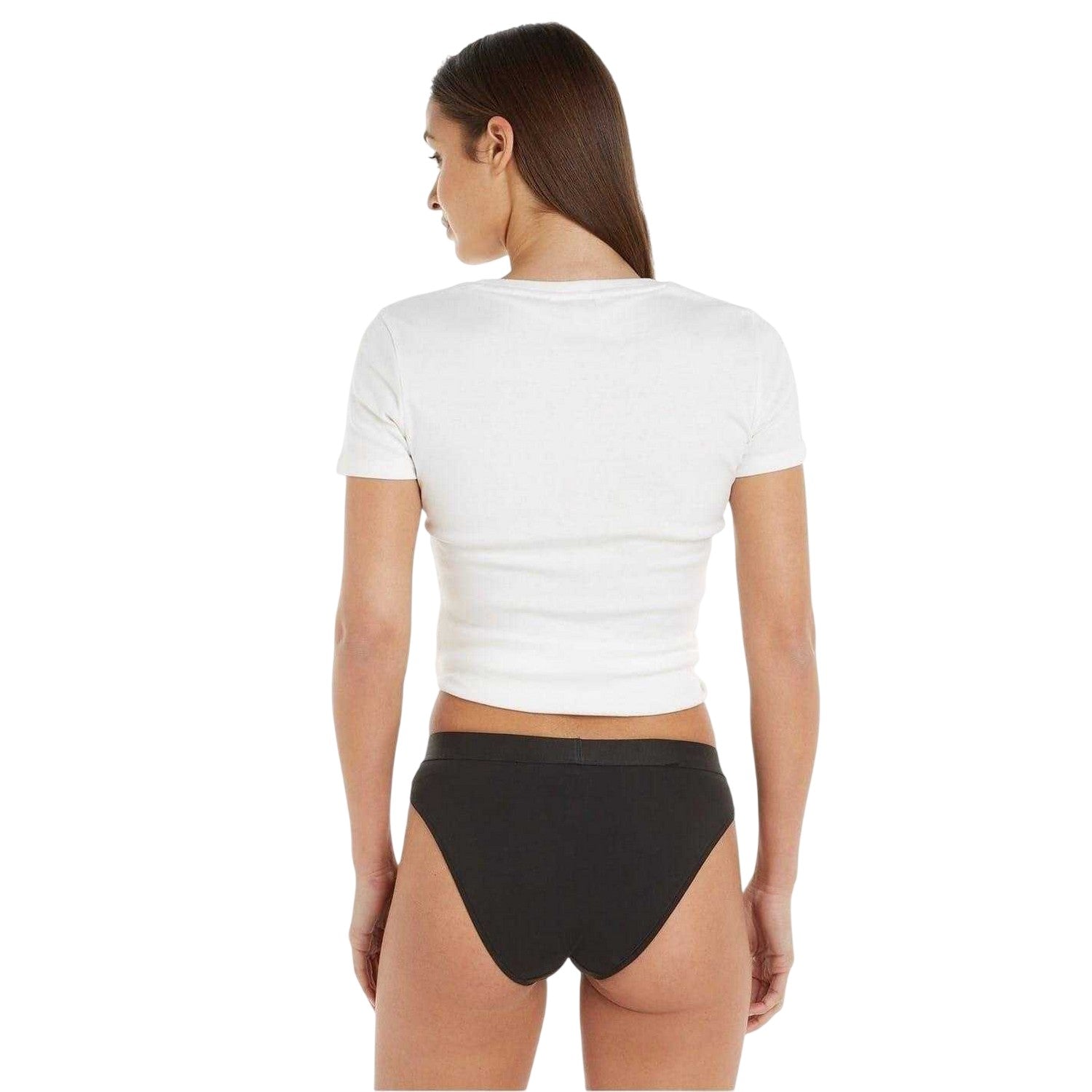 Black - Pack Shot - Tommy Hilfiger Womens-Ladies Full Logo Organic Cotton Briefs