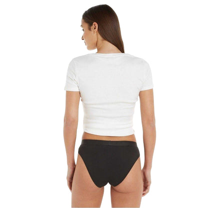 Black - Pack Shot - Tommy Hilfiger Womens-Ladies Full Logo Organic Cotton Briefs