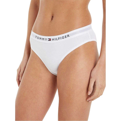 White - Side - Tommy Hilfiger Womens-Ladies Full Logo Organic Cotton Briefs