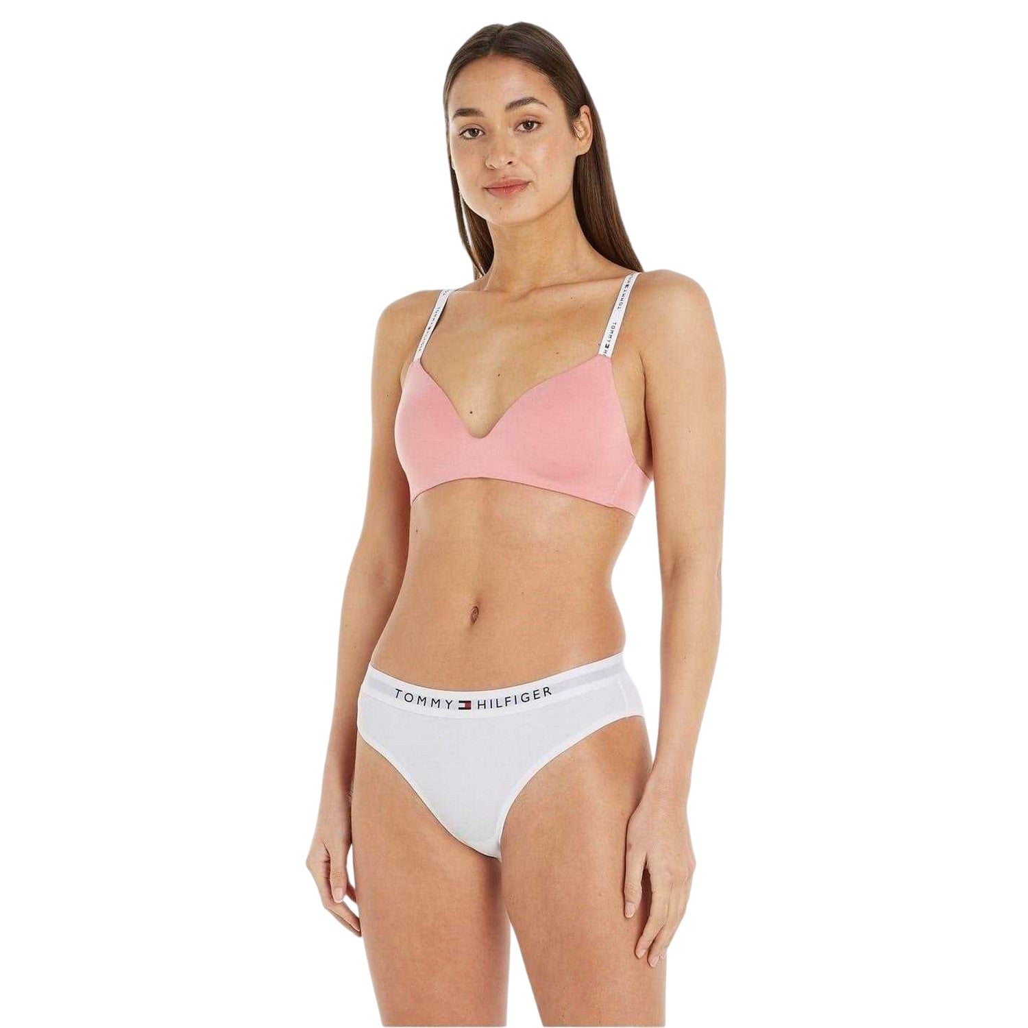 White - Lifestyle - Tommy Hilfiger Womens-Ladies Full Logo Organic Cotton Briefs