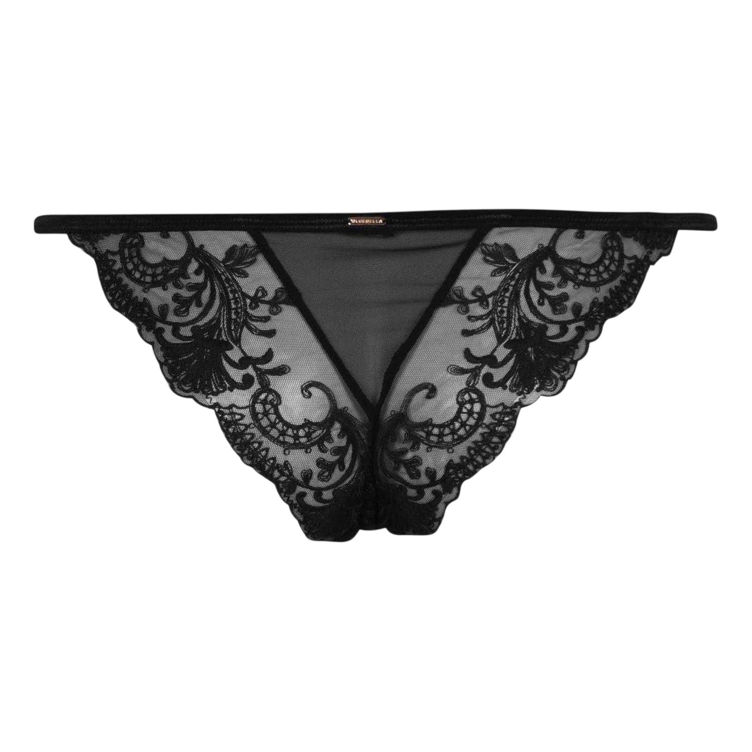 Black - Back - Bluebella Womens-Ladies Floral Mesh Briefs