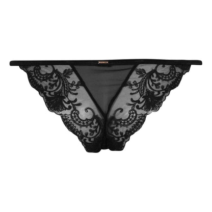 Black - Back - Bluebella Womens-Ladies Floral Mesh Briefs