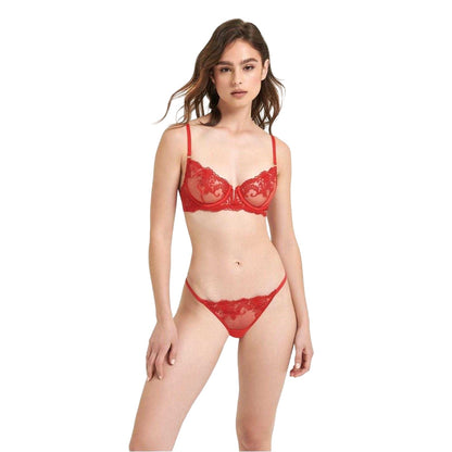 Tomato Red - Side - Bluebella Womens-Ladies Floral Mesh Briefs