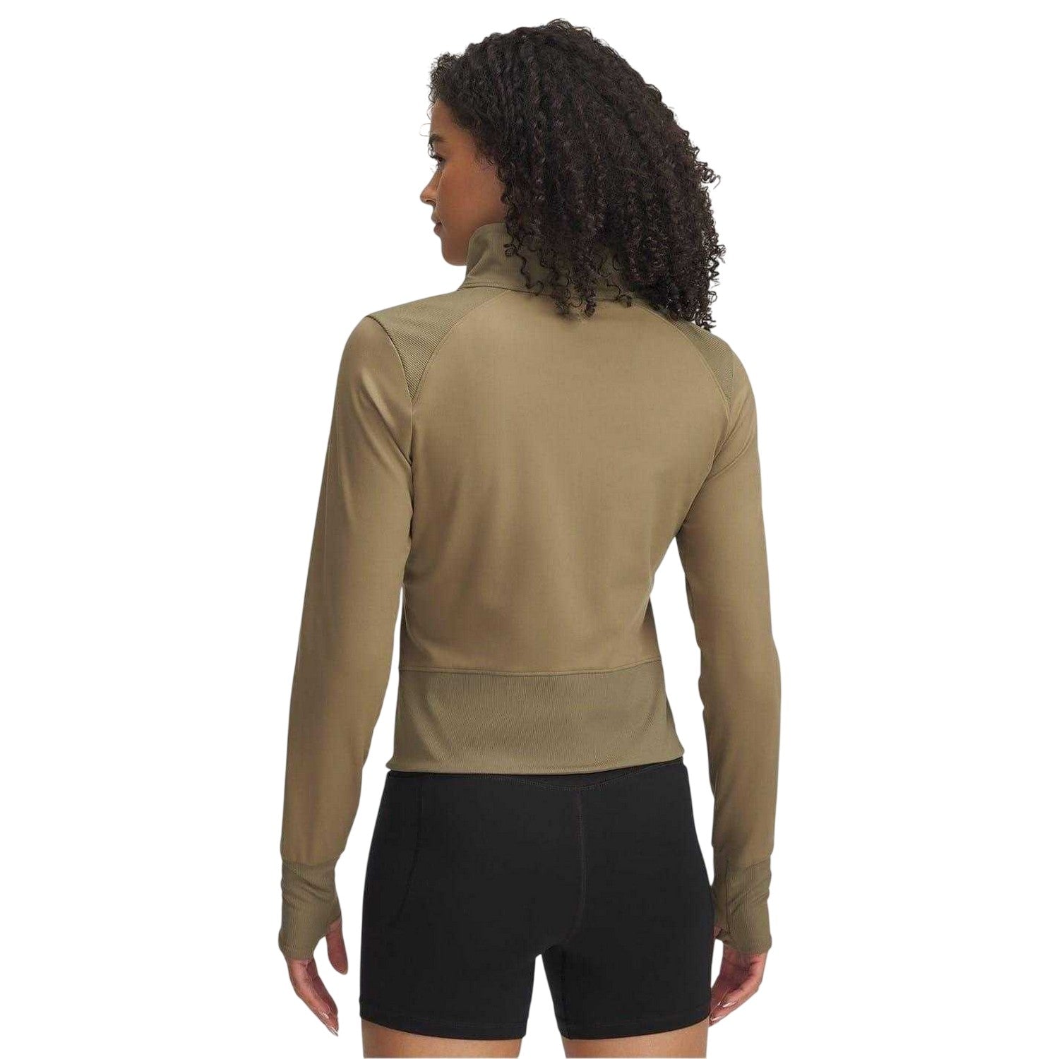 Brown - Back - Under Armour Womens-Ladies Meridian Athletic Long-Sleeved Workout Jacket