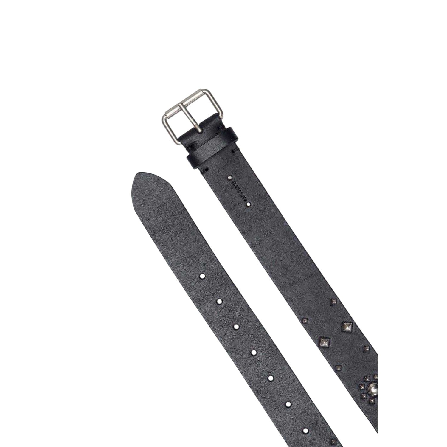 Black - Side - AllSaints Studded Leather Belt