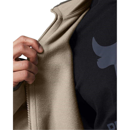 Brown - Side - Under Armour Mens Icon Relaxed Fit Sweat Jacket