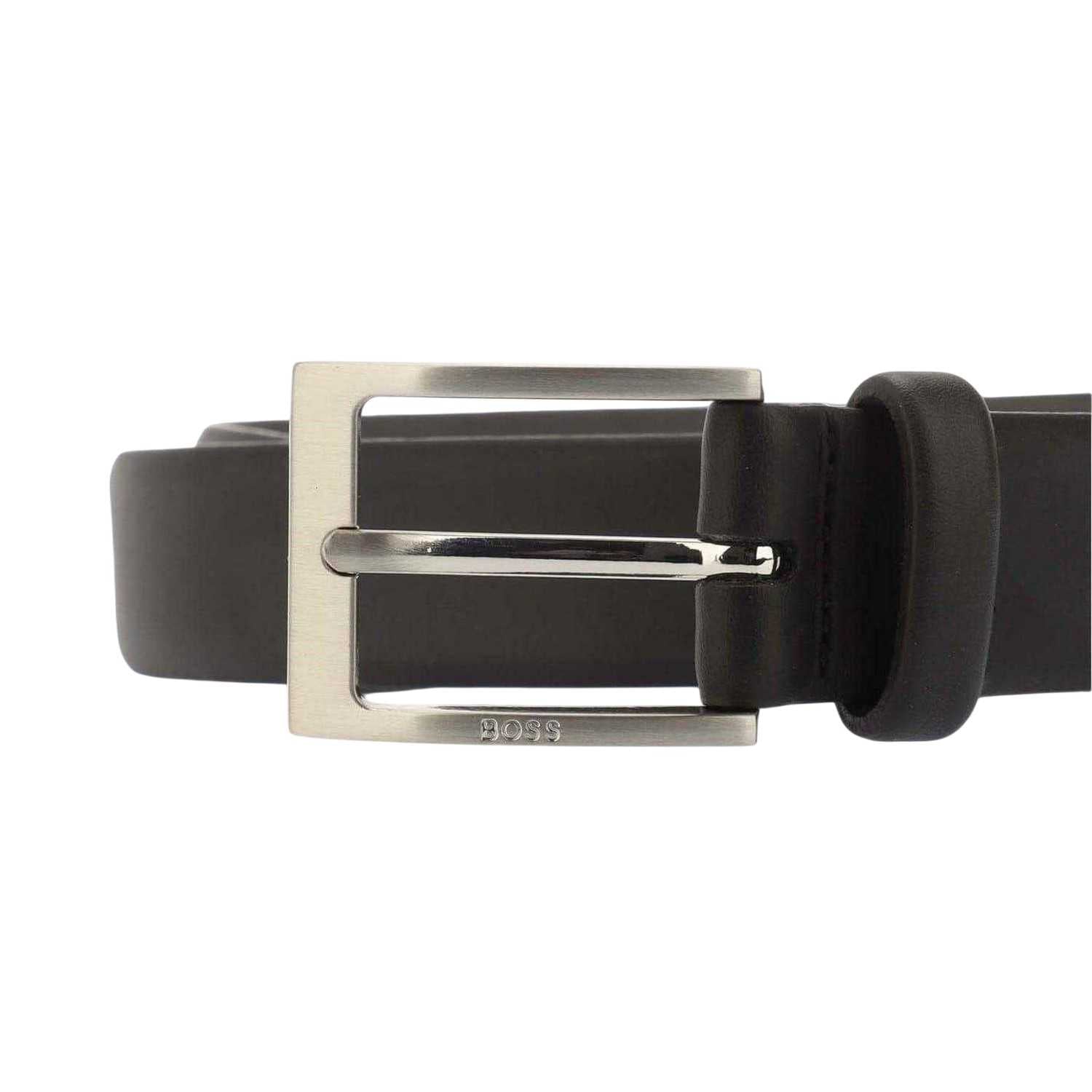 Black - Side - Boss Mens Brondon Leather Belt