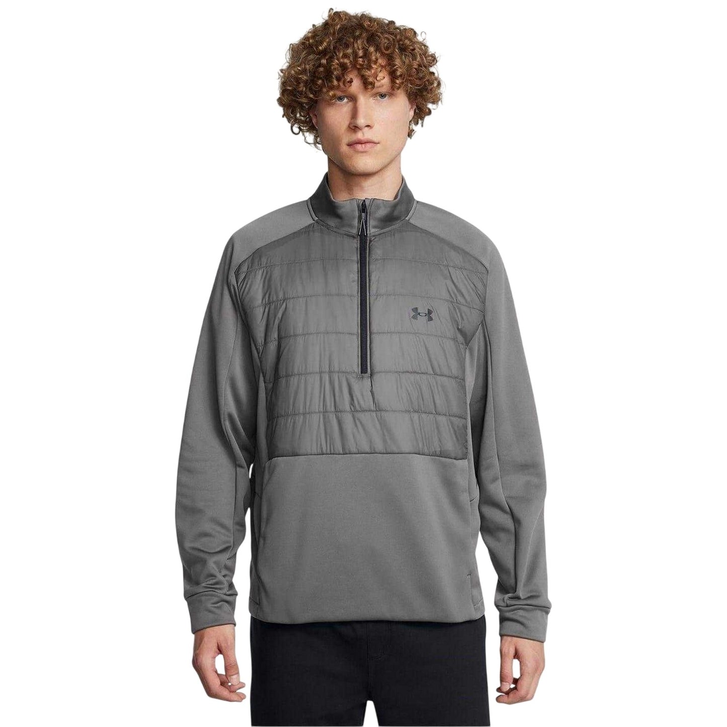 Grey - Side - Under Armour Mens Solid Half Zip Sweat Jacket