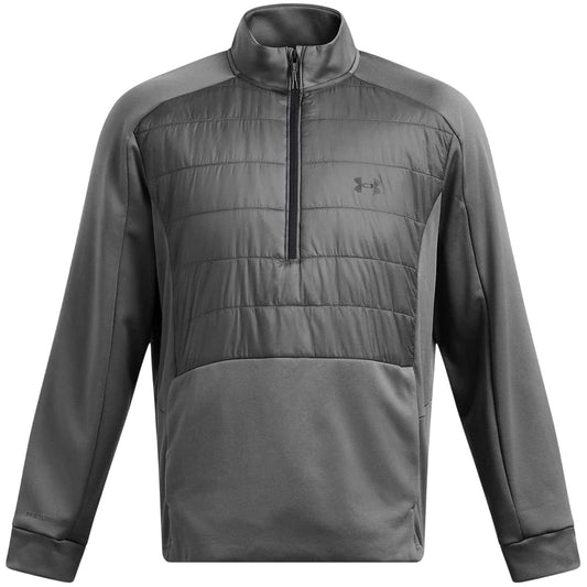 Grey - Front - Under Armour Mens Solid Half Zip Sweat Jacket