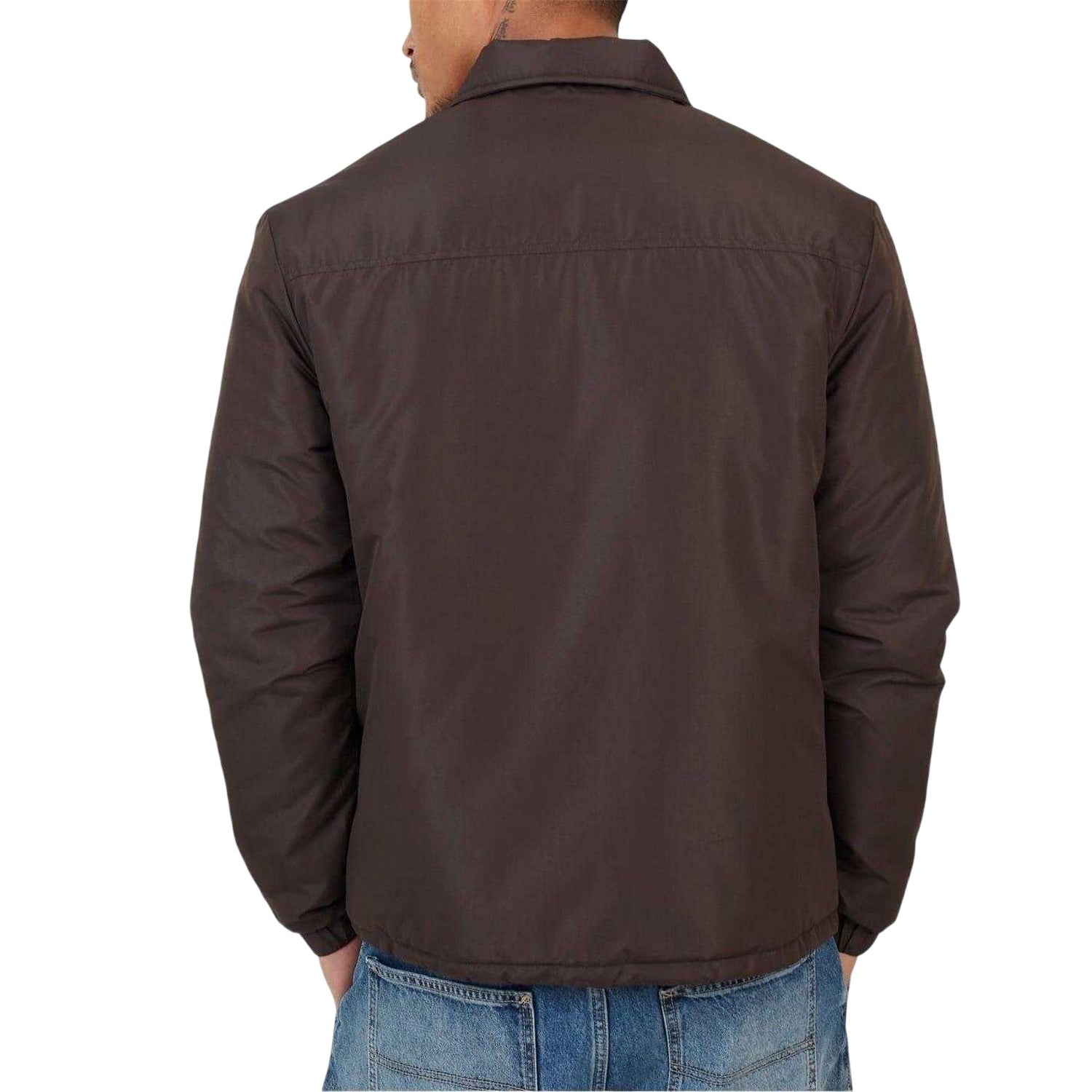 Brown - Back - Brave Soul Mens Coach Jacket