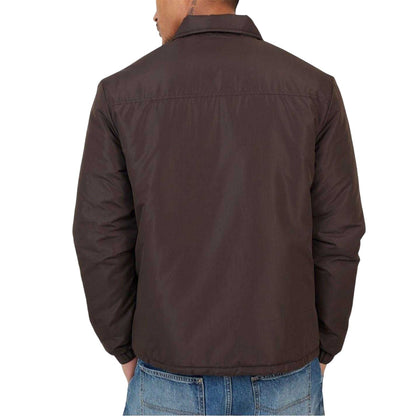 Brown - Back - Brave Soul Mens Coach Jacket