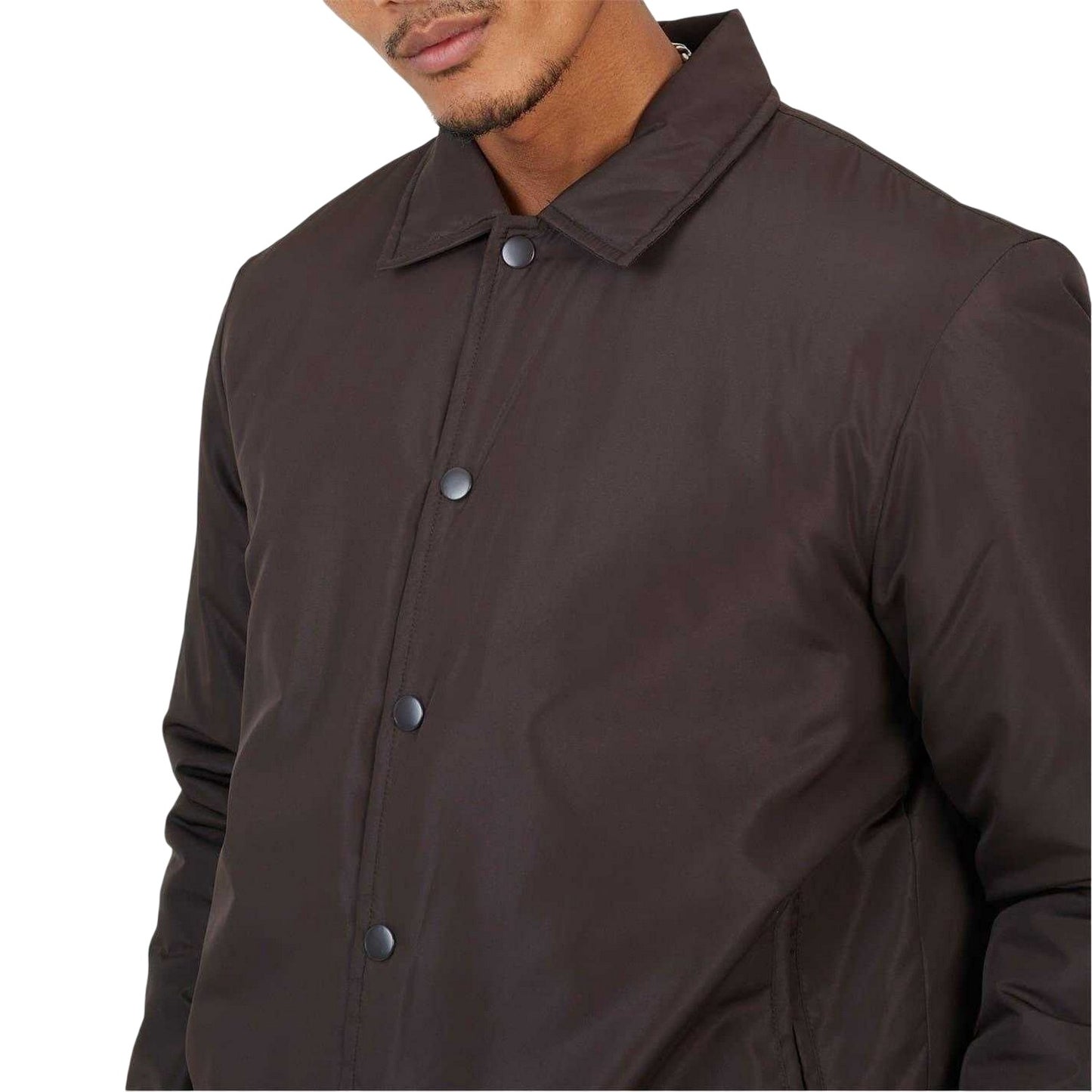 Brown - Side - Brave Soul Mens Coach Jacket