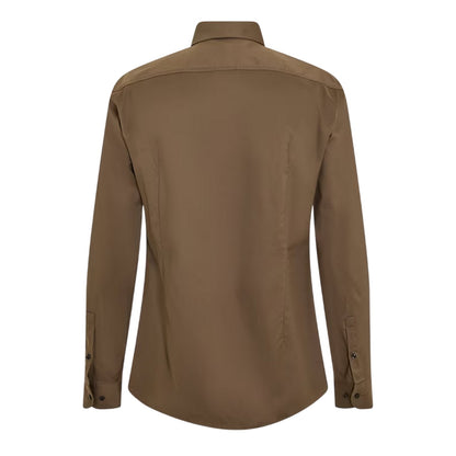 Green - Back - Boss Mens Plain Oxford Long-Sleeved Shirt