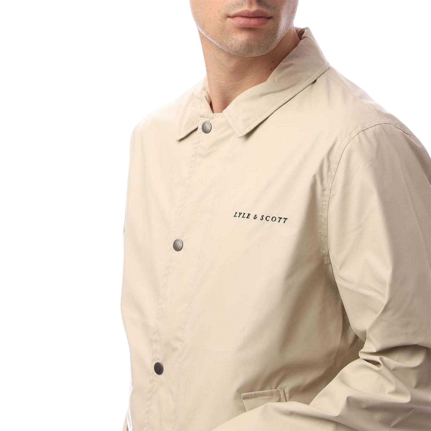 Beige - Side - Lyle & Scott Mens Coach Jacket