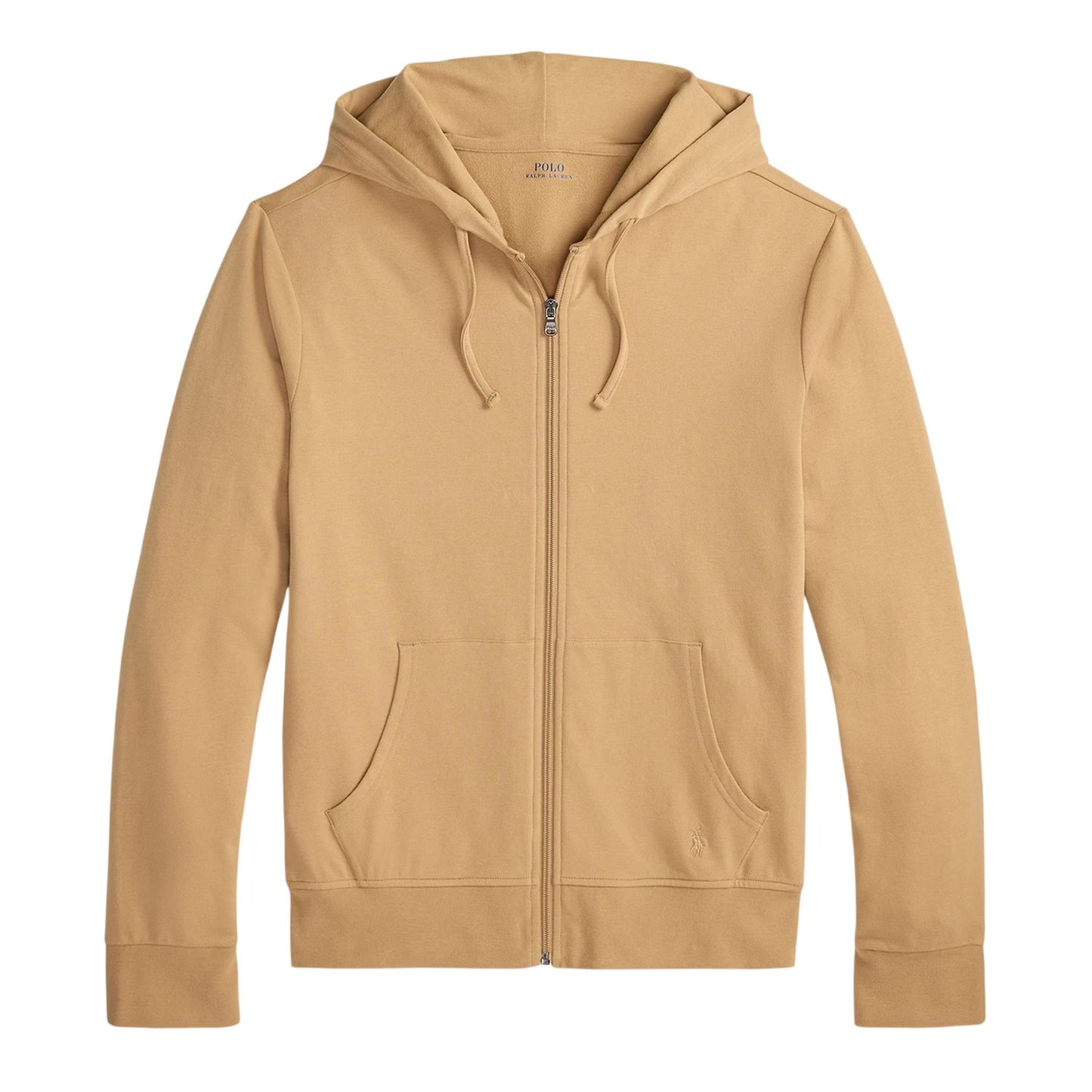 Camel - Front - Ralph Lauren Mens Polo Ribbed Cuff Full Zip Hoodie