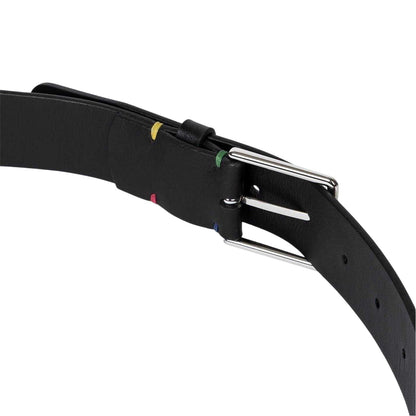 Black - Back - Paul Smith Mens Leather Contrast Stitch Belt