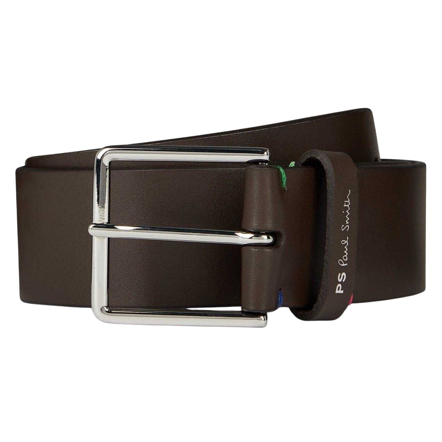 Brown - Front - Paul Smith Mens Leather Contrast Stitch Belt