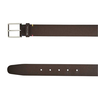 Brown - Side - Paul Smith Mens Leather Contrast Stitch Belt