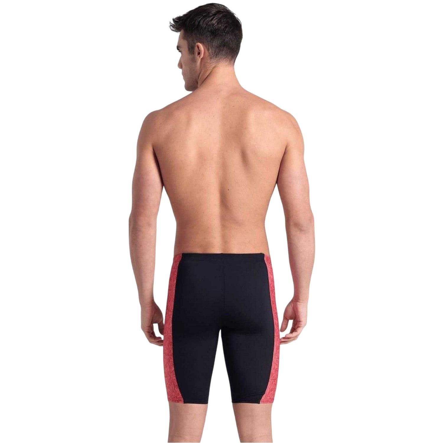 Black-Red Print - Back - Arena Mens Abstract Tiles Jammer Shorts