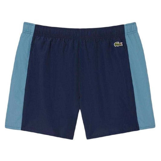 Navy - Front - Lacoste Mens Colour Block Swimming Trunks