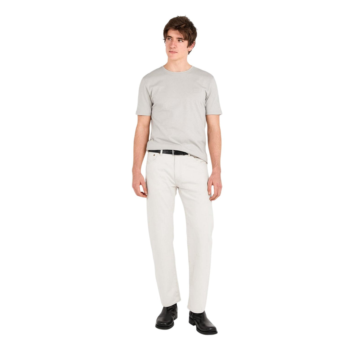 Grey - Side - Boss Mens Orange Premium Cotton T-Shirt