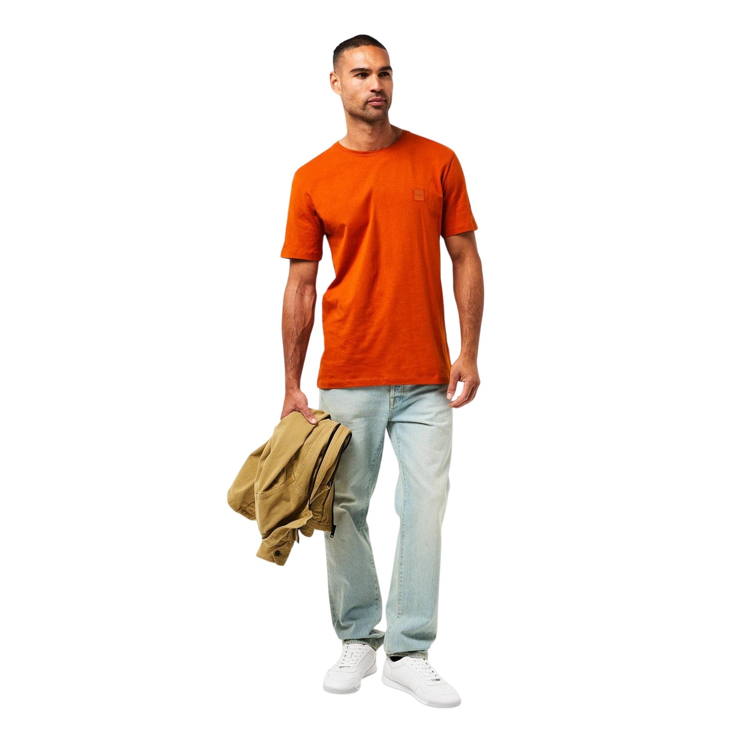 Orange - Side - Boss Mens Orange Premium Cotton T-Shirt