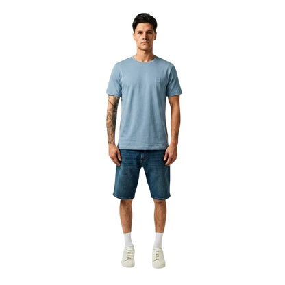 Pastel Blue - Side - Boss Mens Orange Premium Cotton T-Shirt